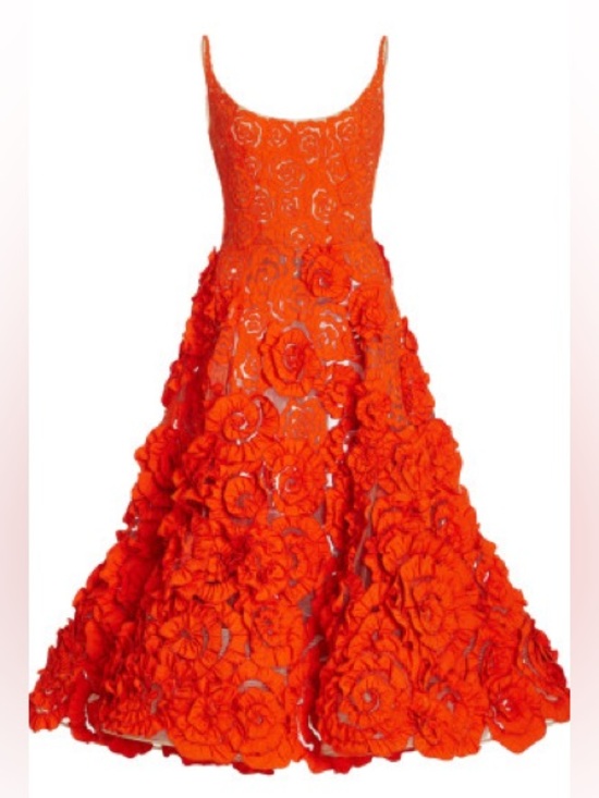 Oscar de la Renta Dresses & Skirts - Oscar De La Renta Rosette Faille Red Midi Dress